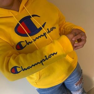 Faux yellow champion sweatshirt